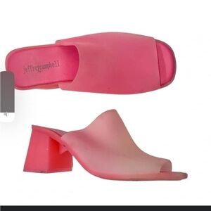 Jeffrey Campbell, jelly, pink Barbie gum, slides platform, chunky heel plastic